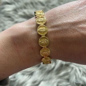 Love Poppy Theodora gold coin adjustable cuff bracelet